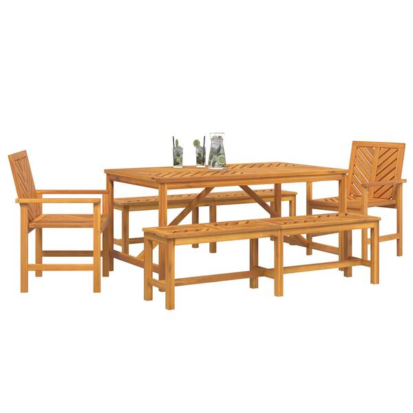 vidaXL Set da Pranzo per Giardino 5 pcs Marrone
