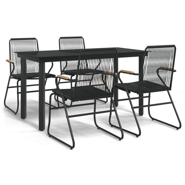 vidaXL Set da Pranzo da Giardino 5 pz Nero in Rattan PVC