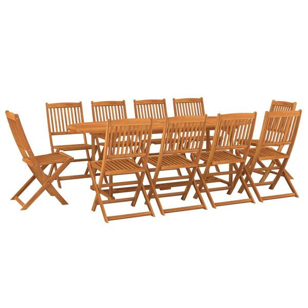 vidaXL Set da Pranzo da Giardino 11 pz 220x90x75 cm Massello di Acacia