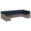 vidaXL Set Divano da Giardino 10 pcs Grigio e Blu Navy polyrattan