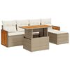 vidaXL Set Divano da Giardino 6 pz con Cuscini Beige Polyrattan Acacia