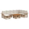 vidaXL Set Divano da Giardino 9 pz Naturale e Bianco Crema polyrattan