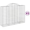 vidaXL Cesti Gabbioni ad Arco 5 pz 200x50x140/160 cm Ferro Zincato