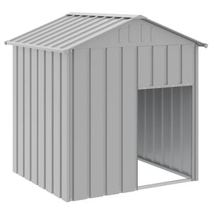 vidaXL Casetta Cani Tetto Grigio Chiaro 117x103x123 cm Acciaio Zincato