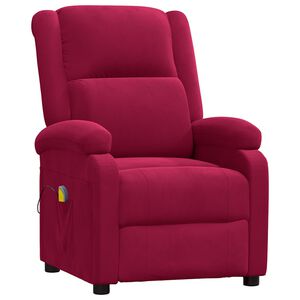 vidaXL Poltrona Massaggiante Rosso Vino in Velluto