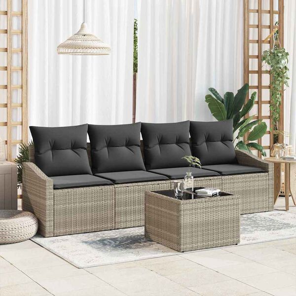 vidaXL Set di divani 5 pcs Grigio chiaro e grigio scuro polyrattan