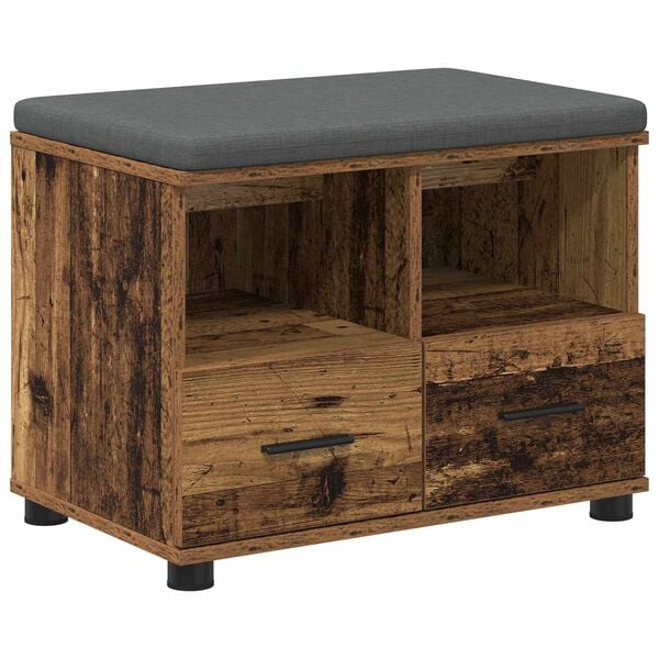 vidaXL Panca per ingresso con cuscino Legno vecchio 60 x 38 x 46 cm