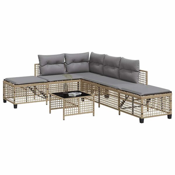 vidaXL Set Divano ad Angolo 3 pz con Cuscini Beige Misto Polyrattan