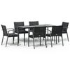 vidaXL Set Pranzo da Giardino 7 pz con Cuscini in Polyrattan e Acciaio