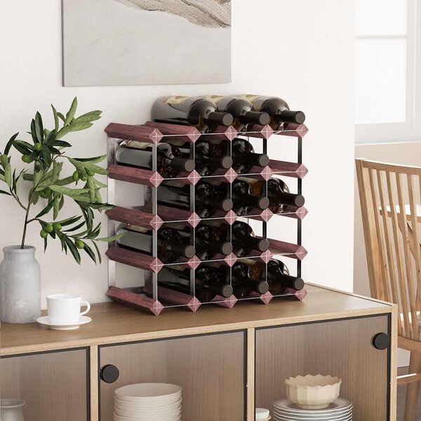 vidaXL Portabottiglie per 20 Bottiglie Legno Massello di Pino Marrone