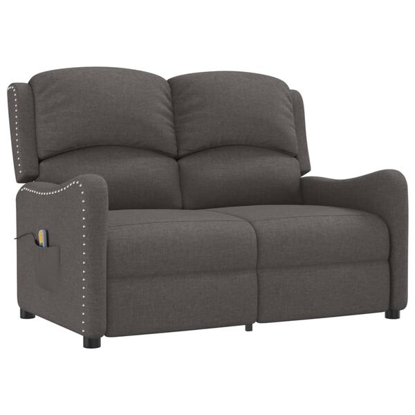 vidaXL Divano Massaggiante Reclinabile a 2 Posti Grigio Scuro Tessuto