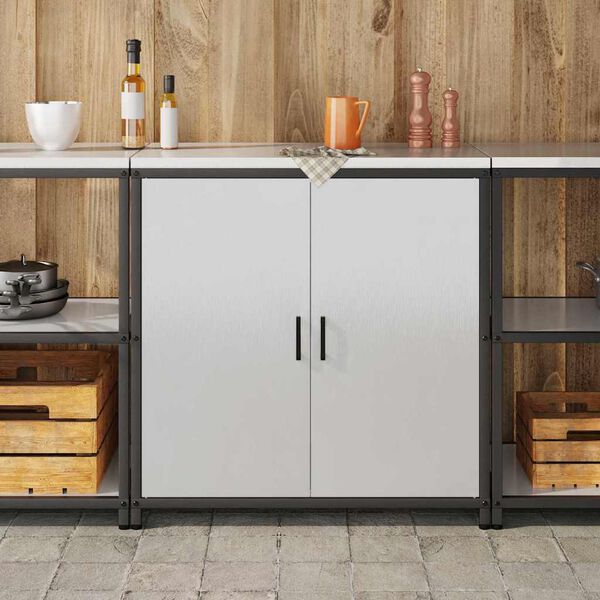vidaXL Stoccaggio in cucina con porta Argento 60 x 50 x 92 cm Acciaio
