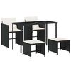 vidaXL Set da Pranzo da Giardino 5 pz Nero con Cuscini in Polyrattan