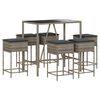 vidaXL Set Bar da Giardino 7 pz con Cuscini in Polyrattan Grigio