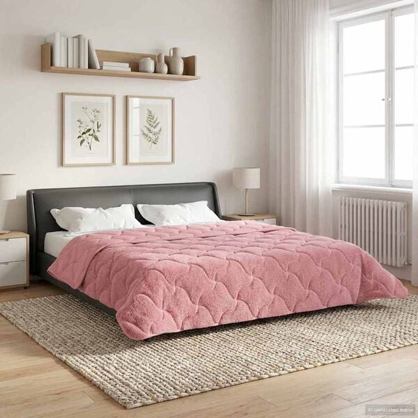 vidaXL Duvet Estivo Rosa 200 x 240 cm Microfibra e Fleece Teddy