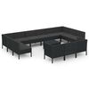 vidaXL Set Divani da Giardino 14 pz con Cuscini in Polyrattan Nero
