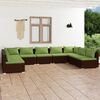 vidaXL Set Divani da Giardino 9 pz con Cuscini in Polyrattan Marrone