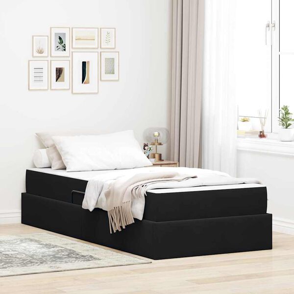 vidaXL Letto con contenitore e materasso Nero 90 x 200 cm Velluto