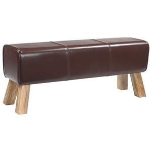 vidaXL panchina 110 x 30 x 45 cm Pelle Vera Marrone Scuro