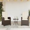 vidaXL Set Bistr&ograve; 3 pz con Cuscini Marrone in Polyrattan