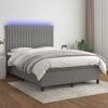 vidaXL Letto a Molle Materasso e LED Grigio Scuro 140x190cm in Tessuto
