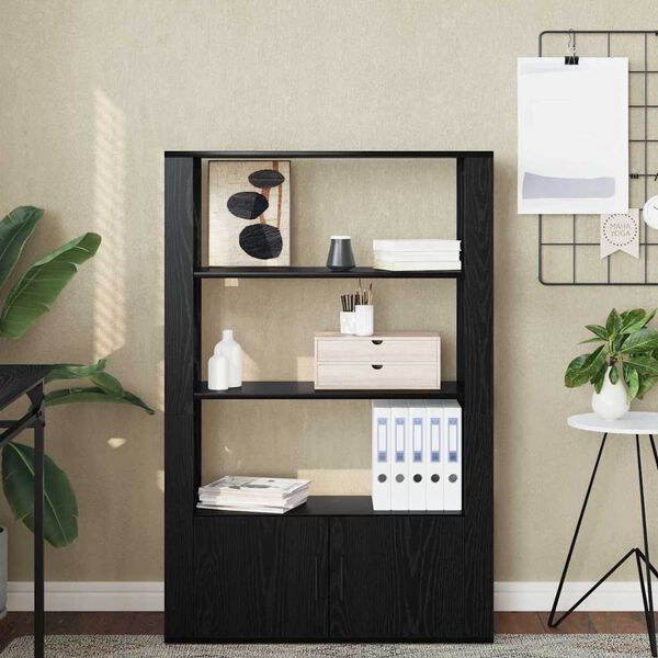 vidaXL Credenza Rovere nero 30 x 80 x 119.5 cm Legno multistrato