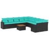 vidaXL Set Divani da Giardino 11 pz con Cuscini in Polyrattan Nero