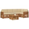 vidaXL Set divani 6 pcs Naturale e Beige Legno di Acacia Massello