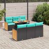 vidaXL Set Divani da Giardino con Cuscini 7pz Nero Polyrattan Acacia