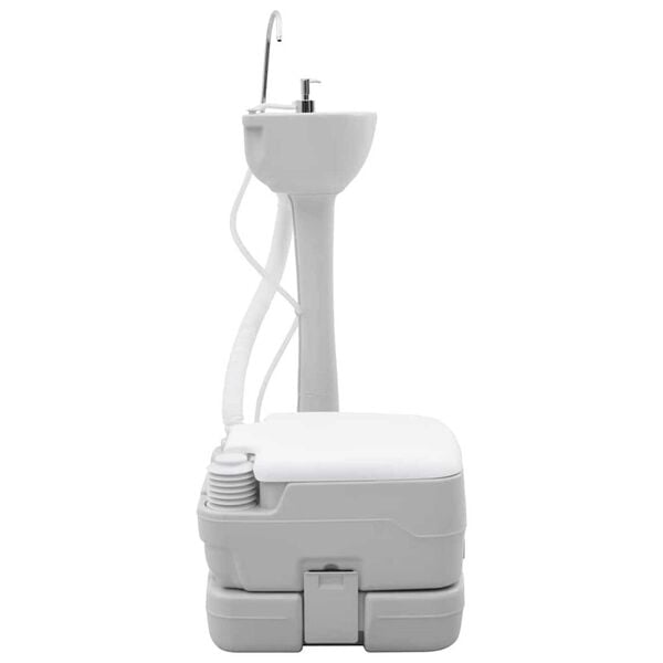 vidaXL Toilette da Campeggio 2 pcs Grigio e Bianco