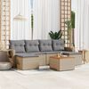 vidaXL Set Divani da Giardino 7 pz con Cuscini Beige in Polyrattan