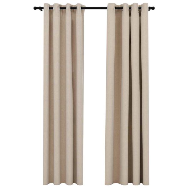 vidaXL Tende Oscuranti Effetto Lino con Occhielli 2pz Beige 140x225 cm