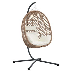 vidaXL Sedia uovo sospesa Crema Chiara 104 x 100 x 191 cm polyrattan