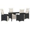 vidaXL Set da Pranzo per Giardino 5 pz Nero polyrattan
