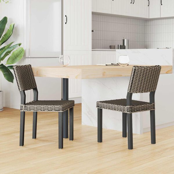 vidaXL Sedia da pranzo 2 pcs Nero Lavato 46 x 55 x 84 cm Rattan Kubu