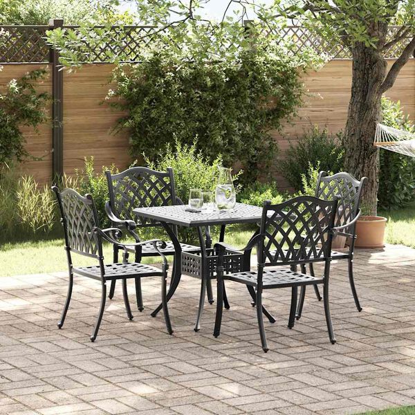 vidaXL Set di Tavolo da Giardino 5 pcs Nero Alluminio pressofuso