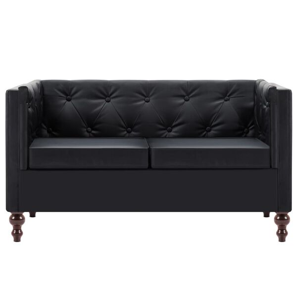vidaXL Divano Chesterfield a 2 Posti Rivestito in Similpelle Nero