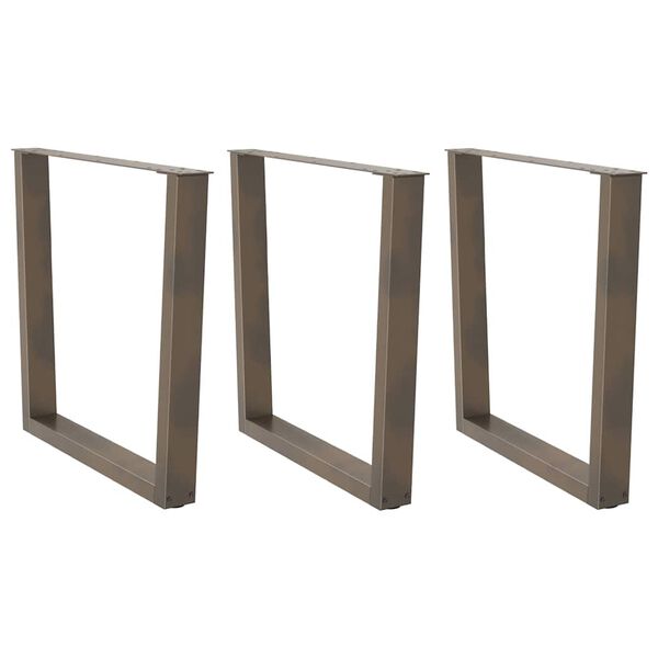 vidaXL Gambe per tavolo da pranzo a forma di V 3 pz in acciaio naturale 90x(72-73,3) cm