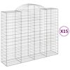 vidaXL Cesti Gabbioni ad Arco 15 pz 200x50x160/180 cm Ferro Zincato