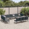 vidaXL Set Panche Giardino Cuscini 8pz Nere Acciaio Verniciato Polvere