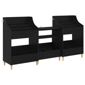 vidaXL Set di Mensole per Media 3 pz Rovere Nero 212 x 46 x 112 cm