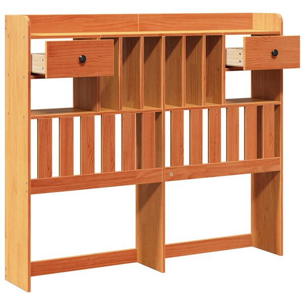 vidaXL Testiera con Ripiani Marrone Cera 120 cm in Legno di Pino