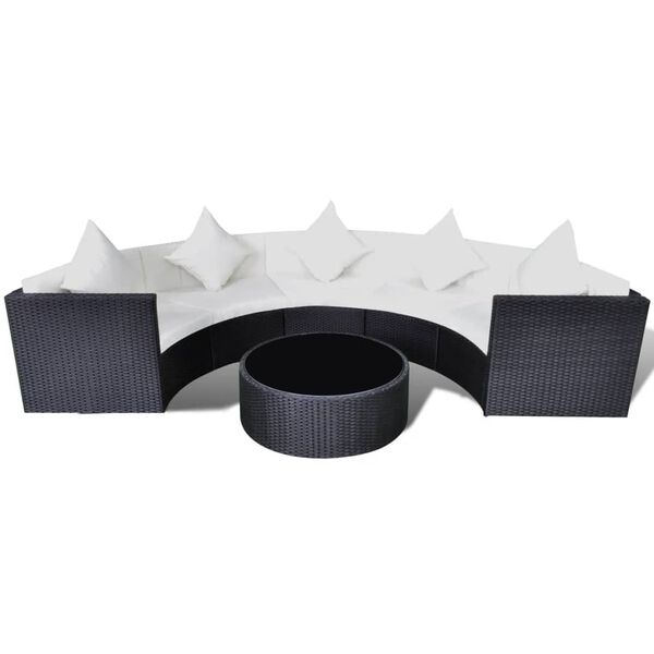 vidaXL Set Mobili da Giardino 6 pz con Cuscini in Polyrattan Nero