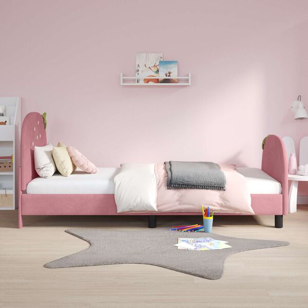 vidaXL Struttura letto bambini con testata Rosa 90 x 200 cm Velluto