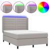 vidaXL Letto a Molle Materasso e LED Grigio Chiaro 140x190 cm Tessuto