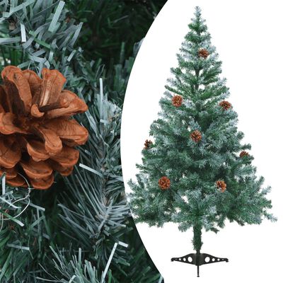 vidaXL Albero di Natale Artificiale Satinato con Pigne 150 cm