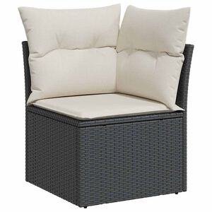 vidaXL Divano Angolare da Giardino con Cuscini Nero in Polyrattan