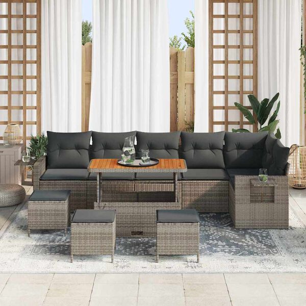 vidaXL Set Divano da Giardino con cuscino 12 pcs Grigio polyrattan