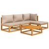 vidaXL Set Salotto da Giardino 5pz con Cuscini Tortora Legno Massello