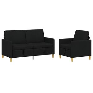 vidaXL Set di Divani con Storage 2 pz Nero Poliestere